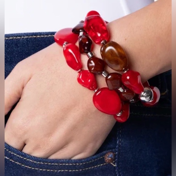 “Soothing Stack” Red Multi Bracelets Set - Picture 2 of 2